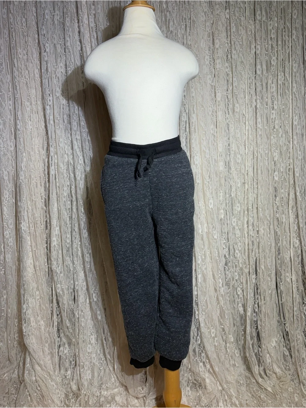 Kids Dark Charcoal Heather Jogger Sweatpants with Drawstring